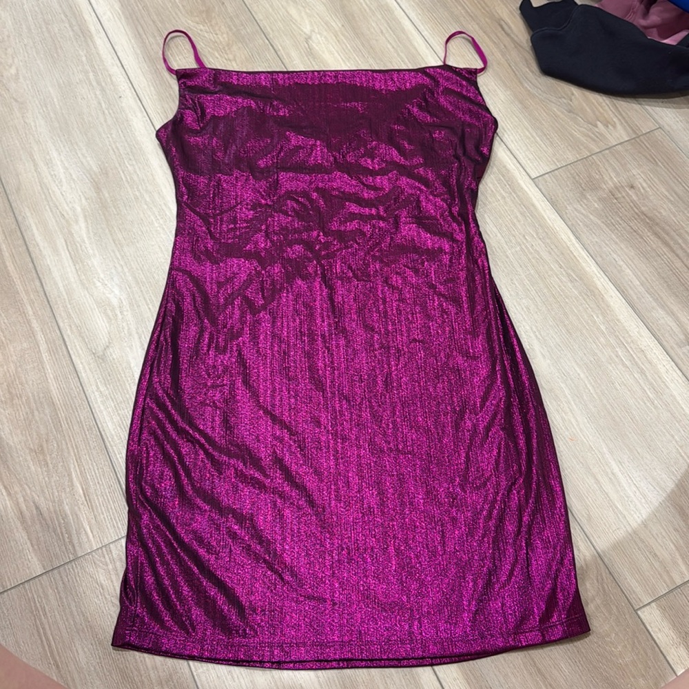 Sincerely Jules, cowl neck metallic dress, medium